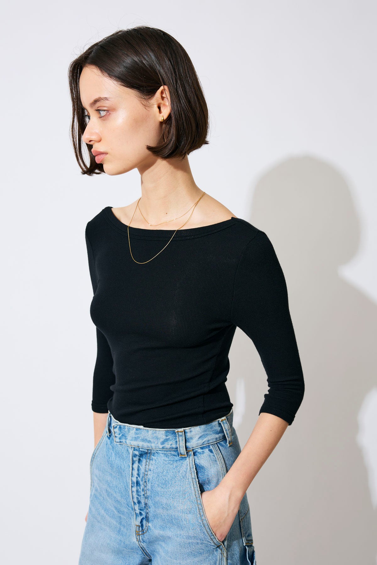HALF SLEEVE RIB TEE