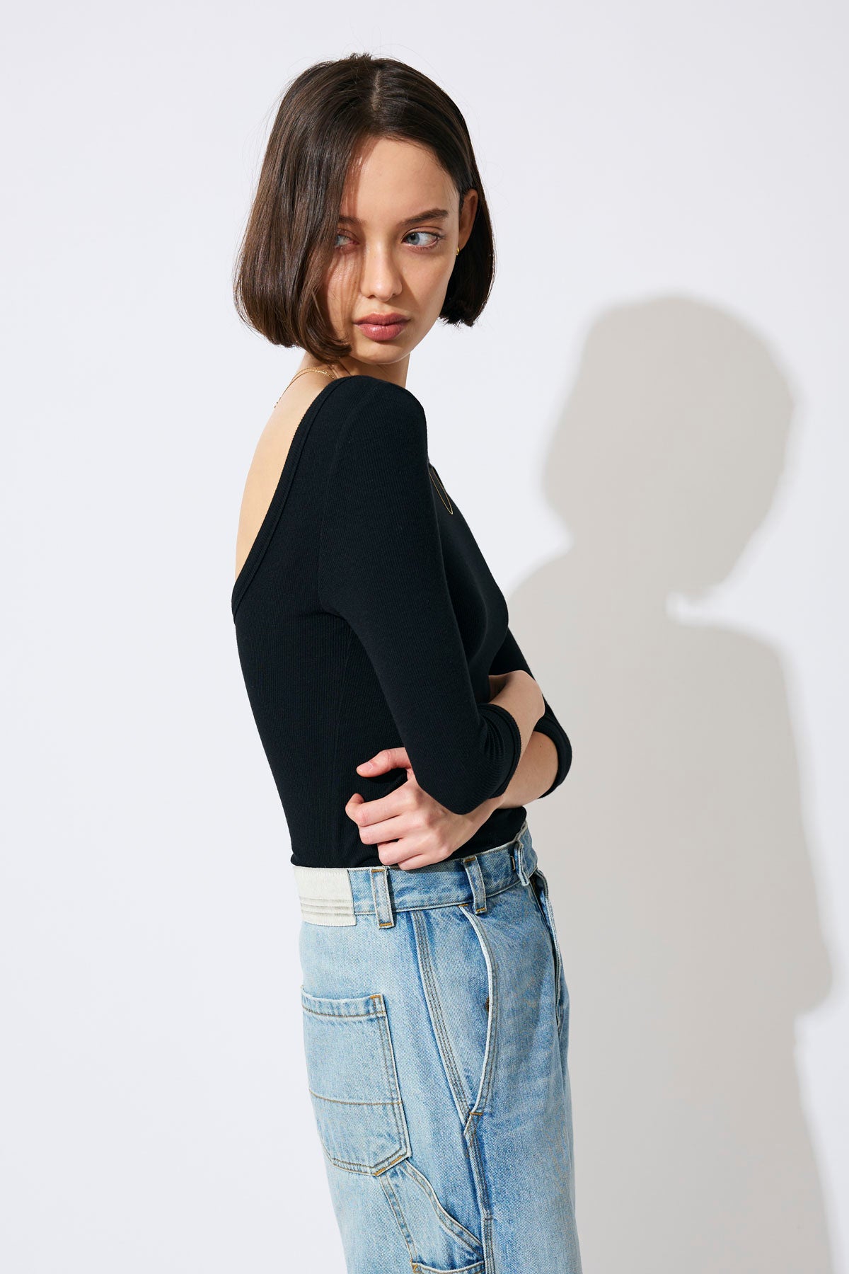 HALF SLEEVE RIB TEE