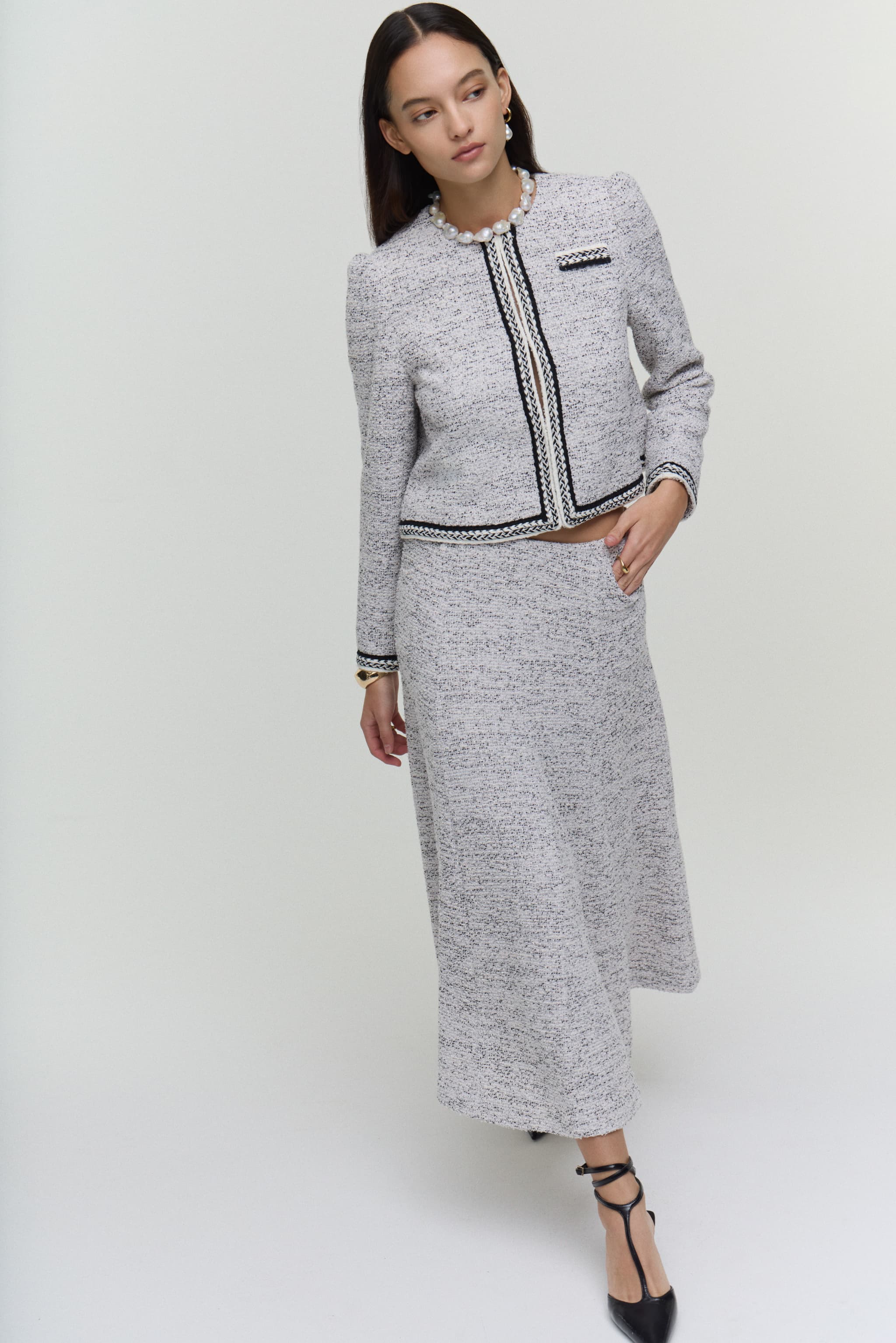 TWEED TUCK SKIRT