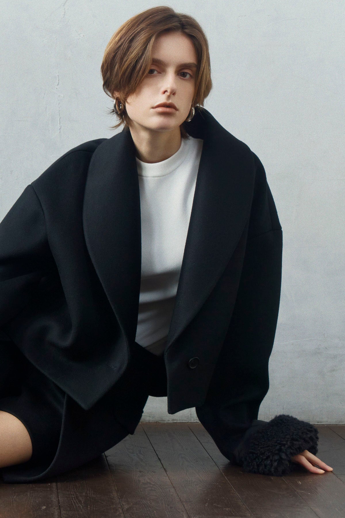 【予約商品】FUR CUFF MELTON SHORTCOAT