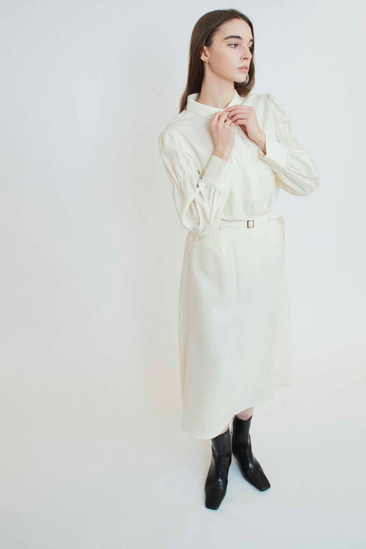 TIERED SLEEVES WOOL BLOUSE
