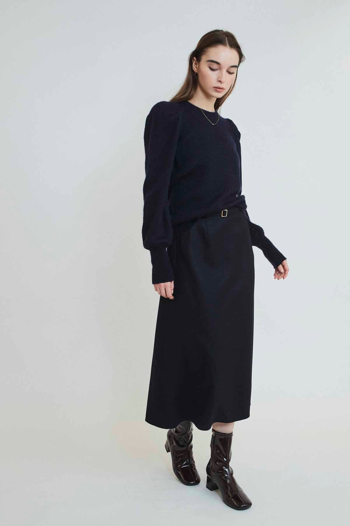 BELTED WOOL SKIRT
