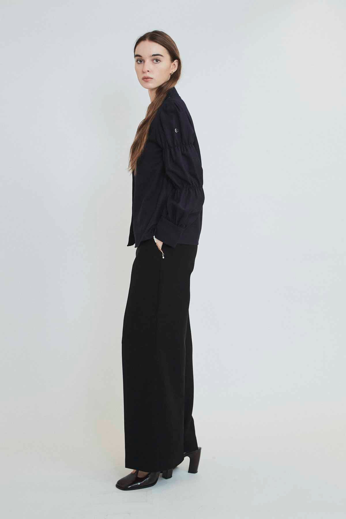 TIERED SLEEVES WOOL BLOUSE