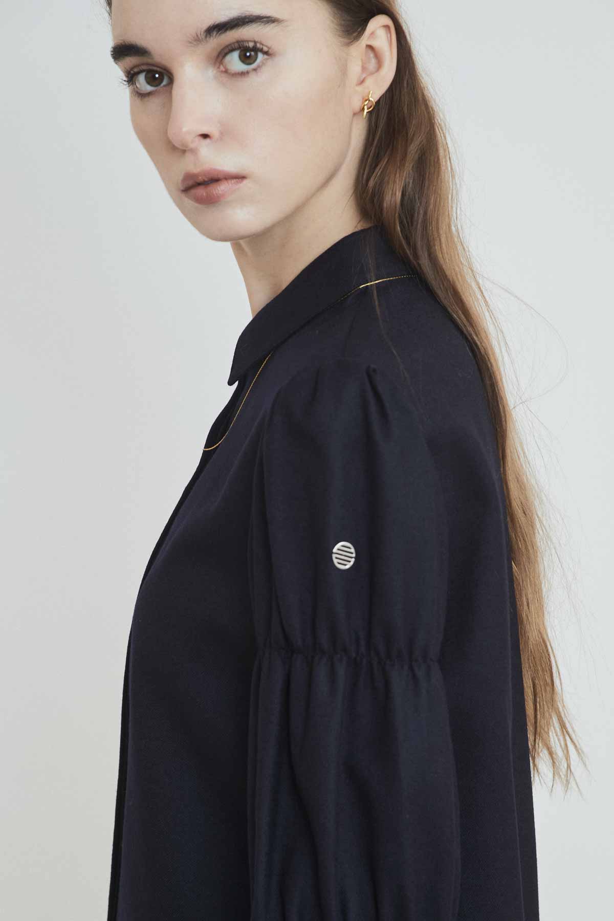 TIERED SLEEVES WOOL BLOUSE
