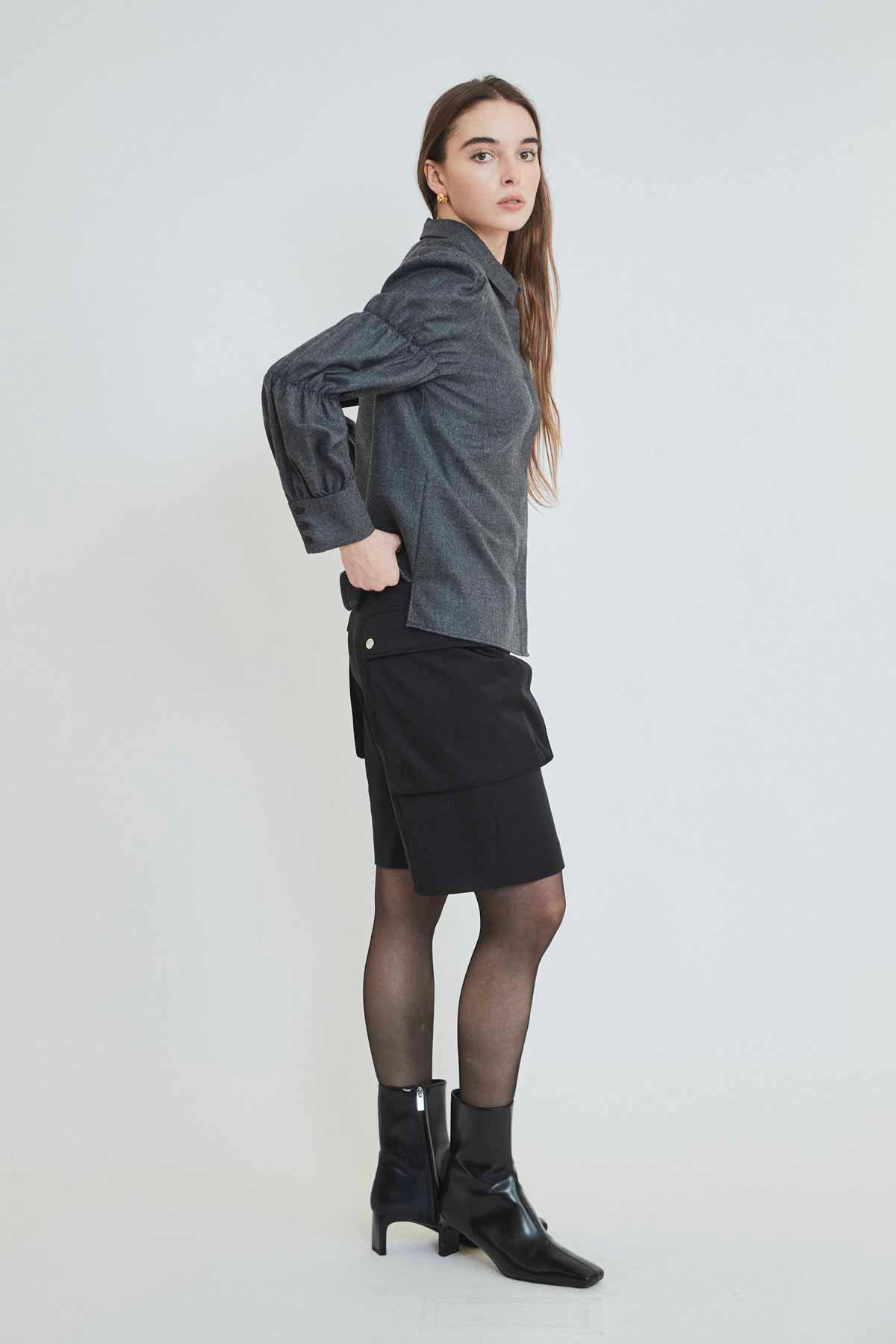 TIERED SLEEVES WOOL BLOUSE