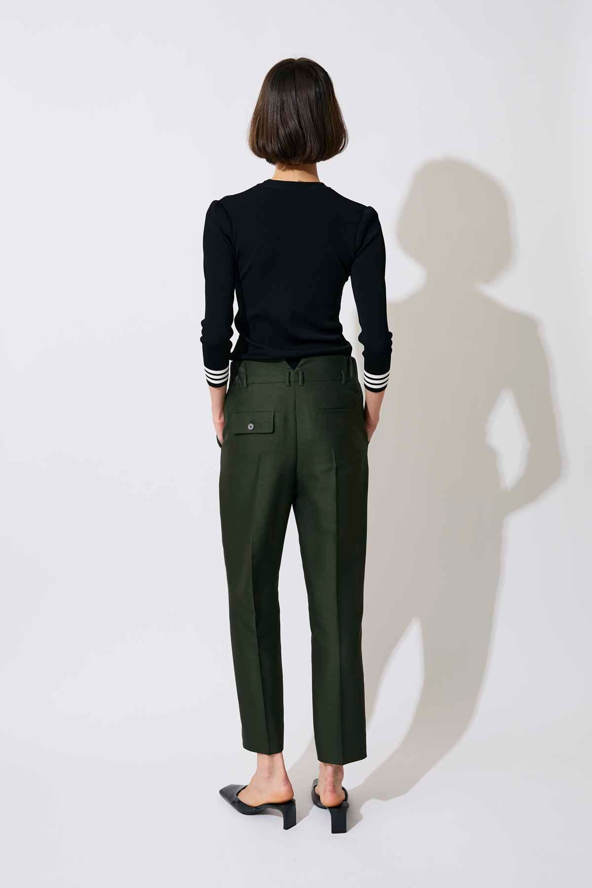 SILK WOOL TAPERED PANTS