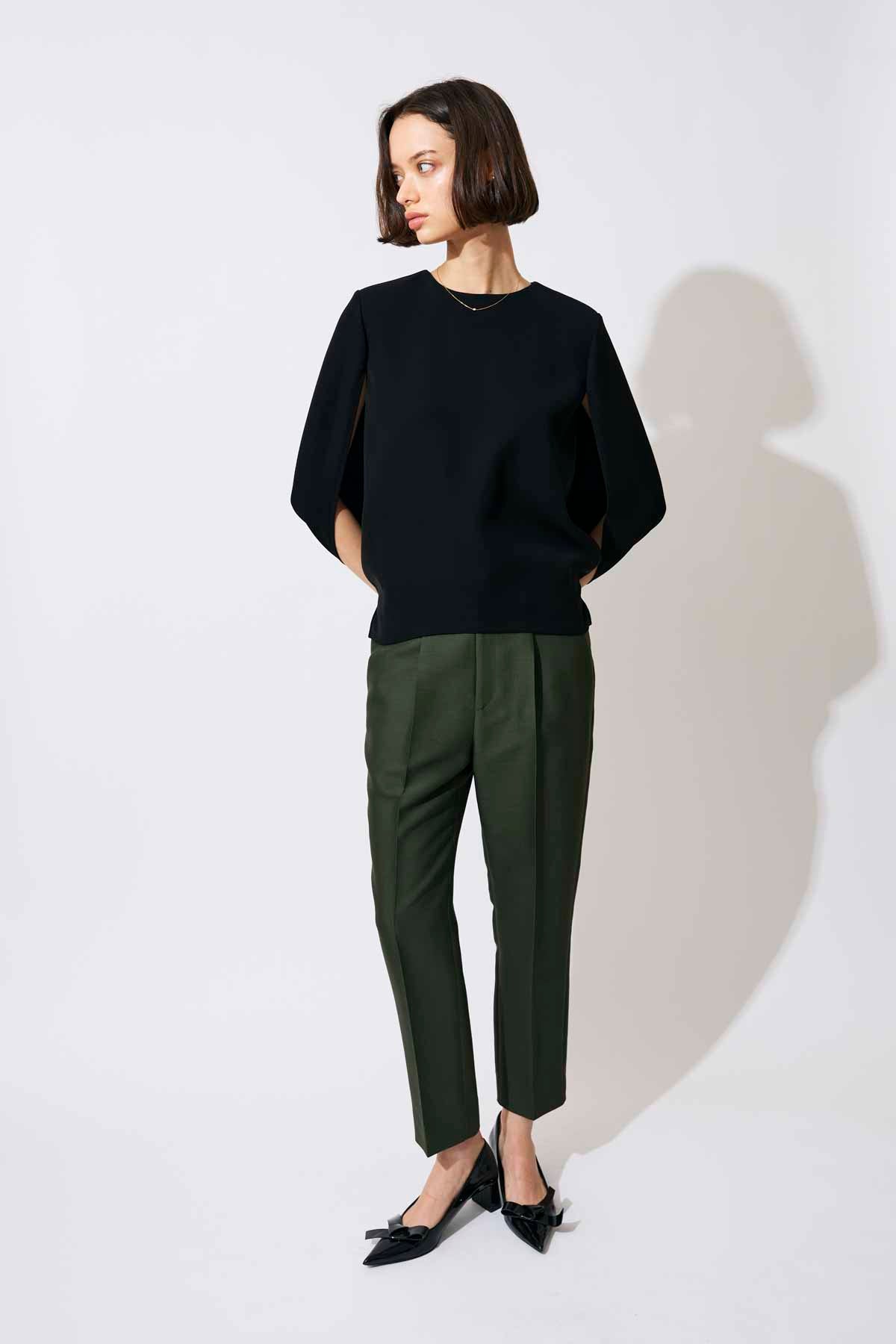 SILK WOOL TAPERED PANTS