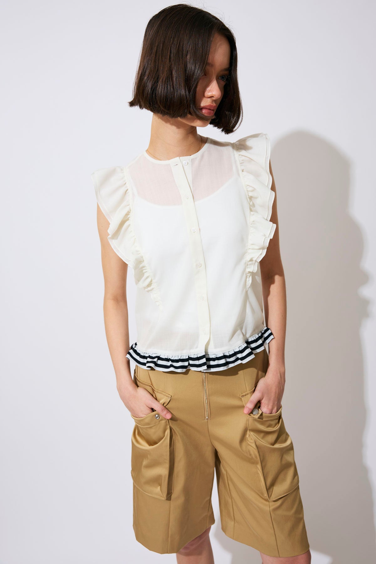 FRILL SHEER SHIRT