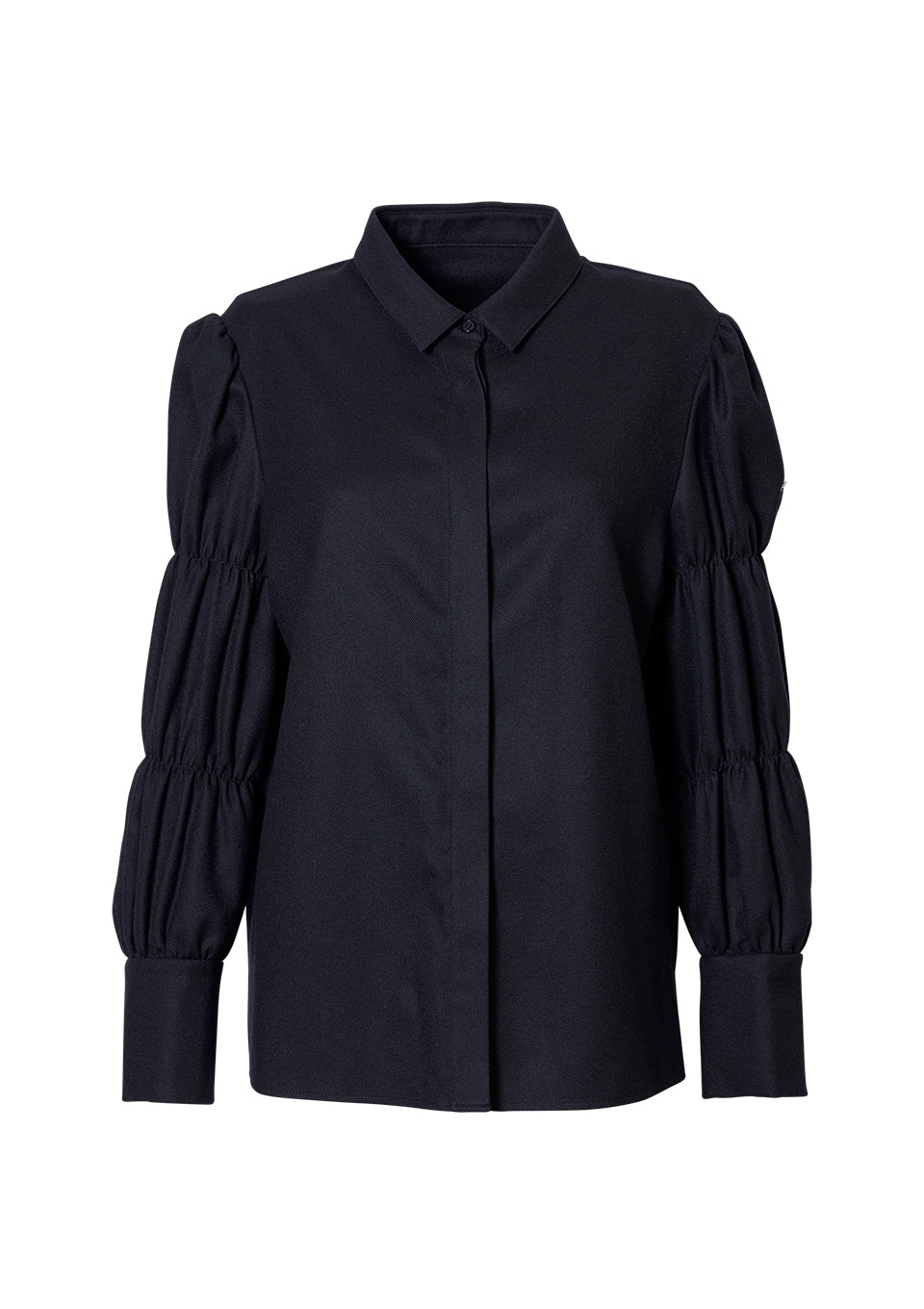 TIERED SLEEVES WOOL BLOUSE