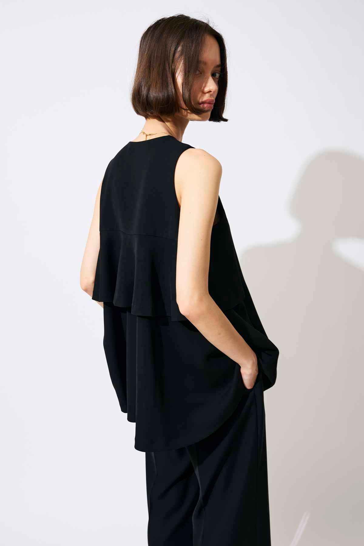 TIERED TWILL GILET