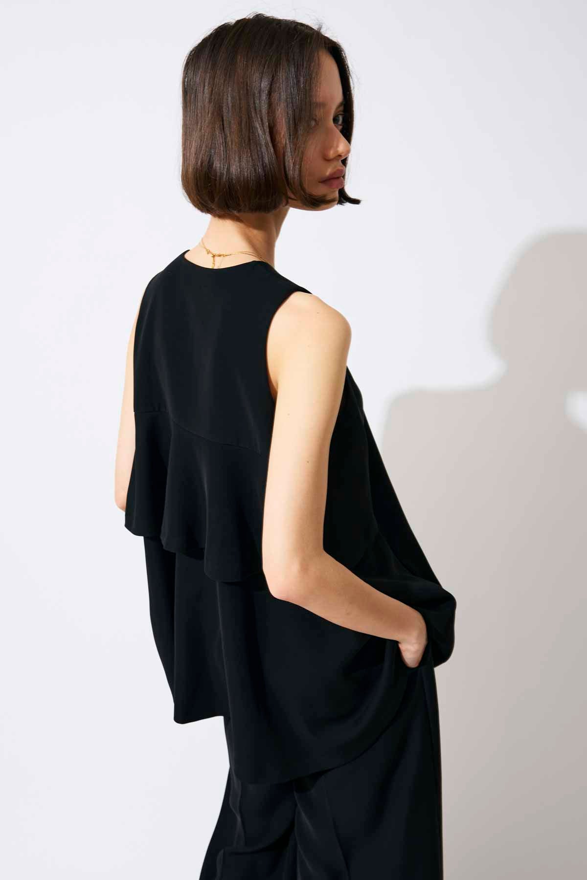 TIERED TWILL GILET