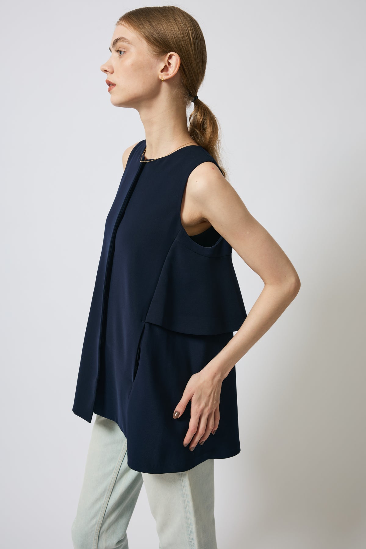 TIERED TWILL GILET