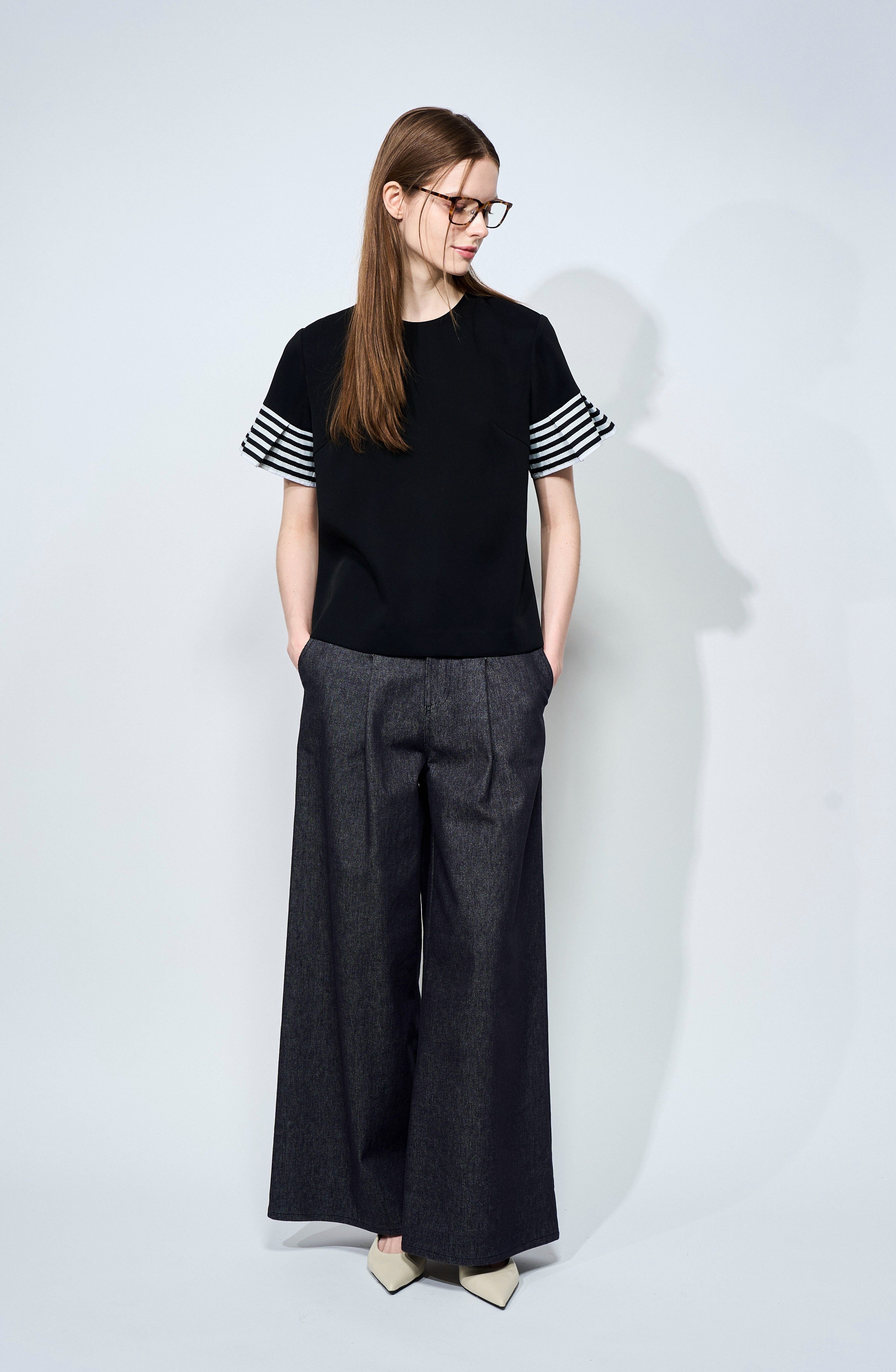 FLARE SLEEVES TWILL BLOUSE