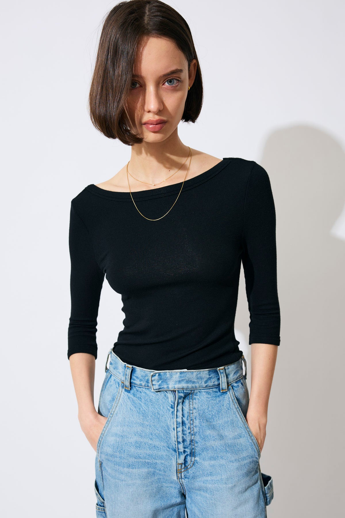 HALF SLEEVE RIB TEE