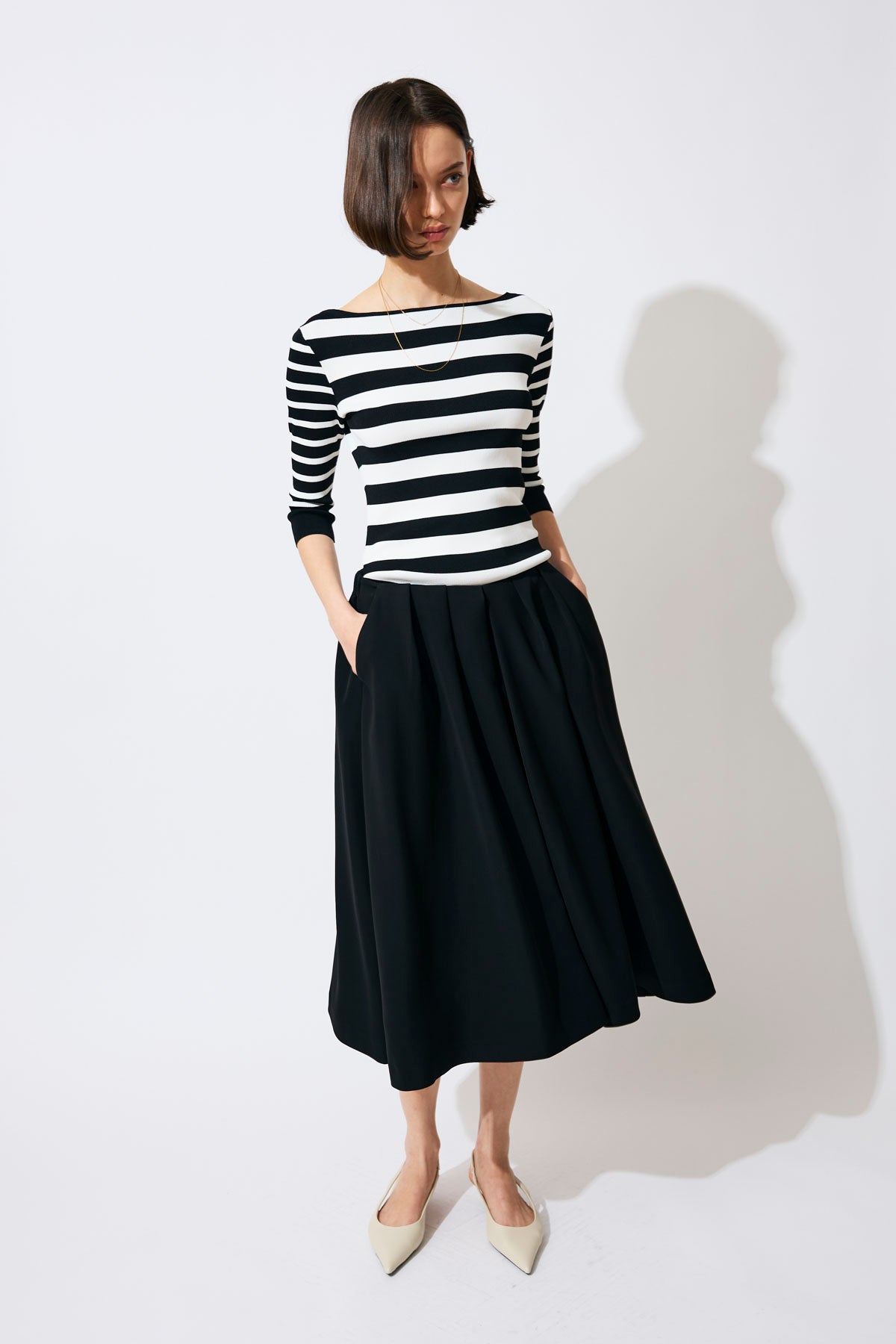 ボーダーズアットバルコニー　ツイルスカート　36 TWILL TUCK SKIRT