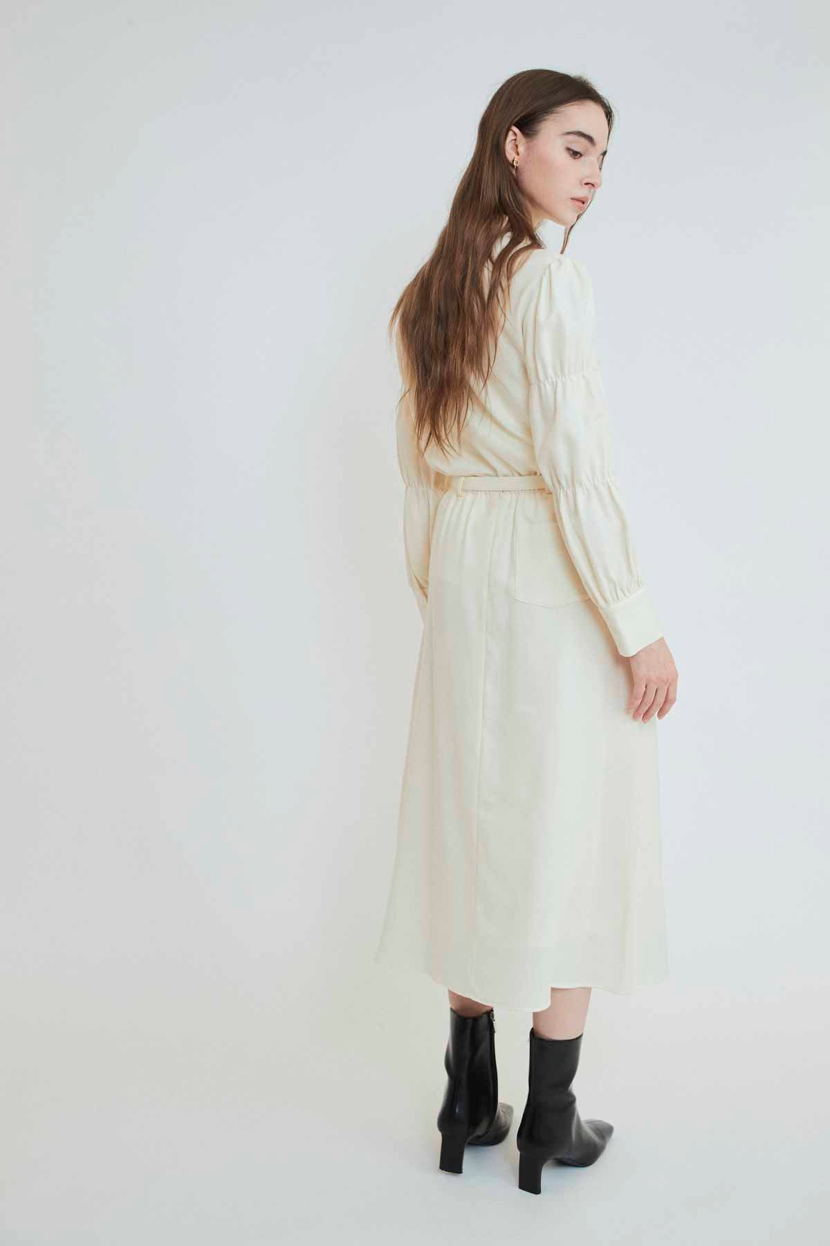 BELTED WOOL SKIRT