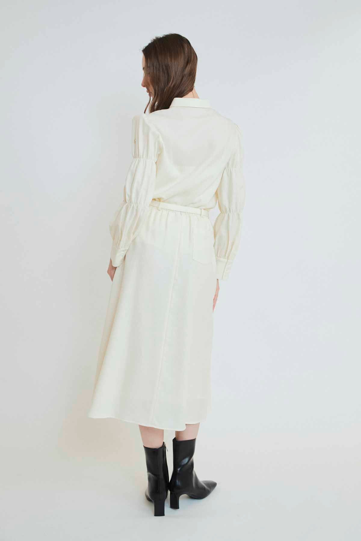 BELTED WOOL SKIRT