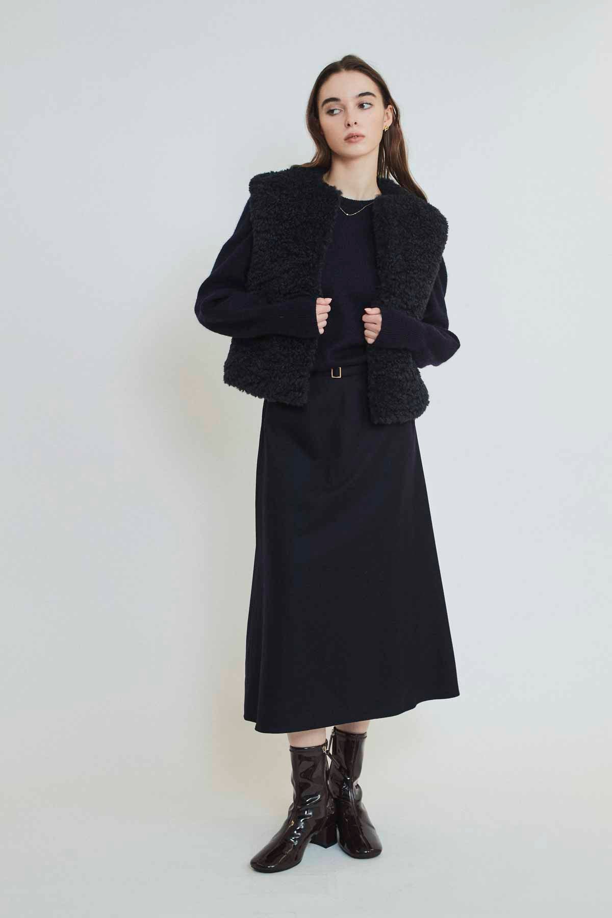 BELTED WOOL SKIRT