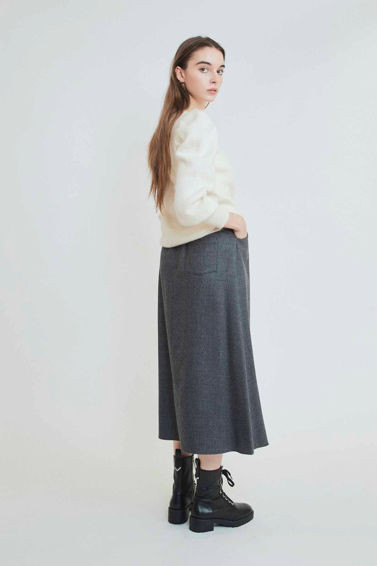 BELTED WOOL SKIRT