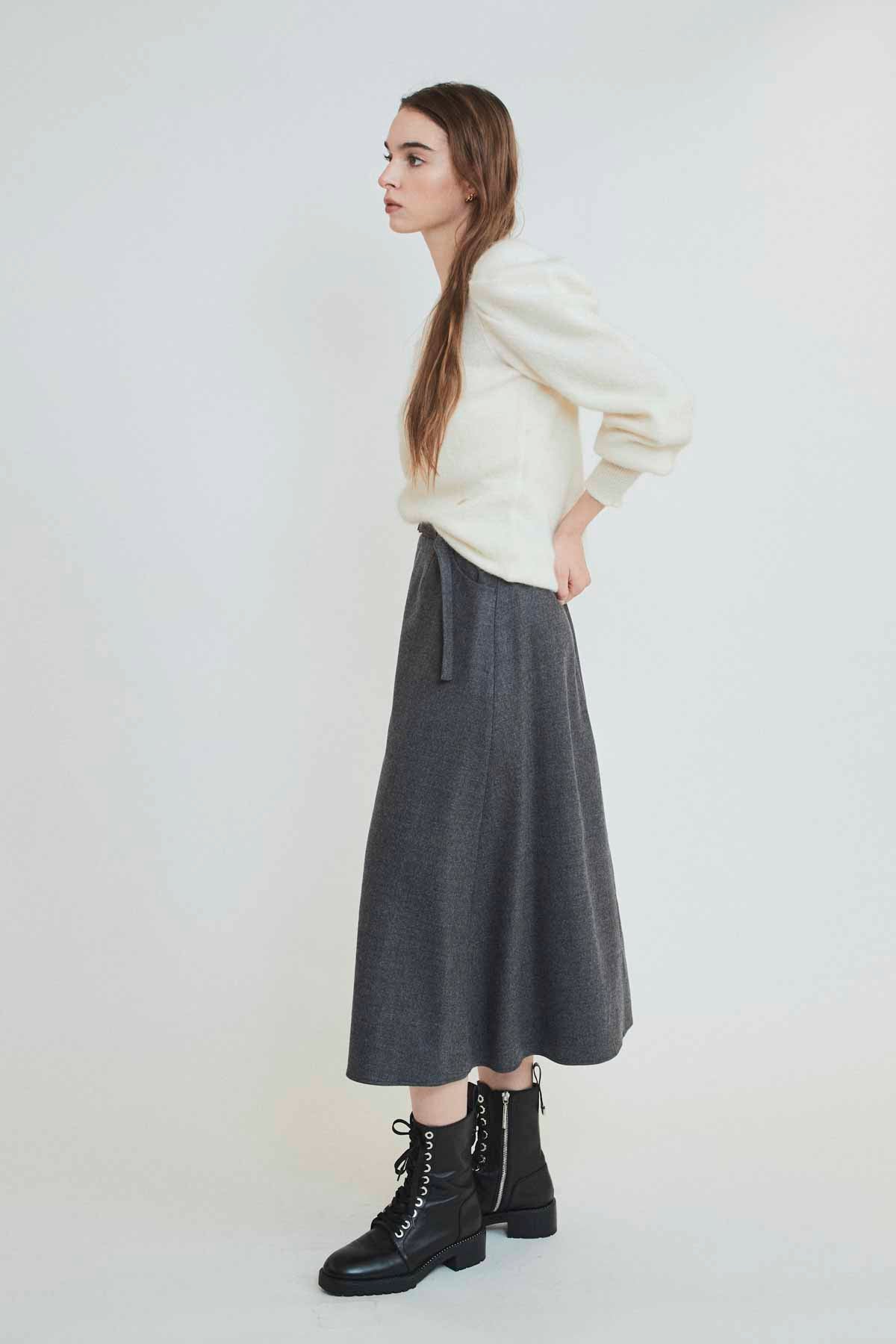 BELTED WOOL SKIRT