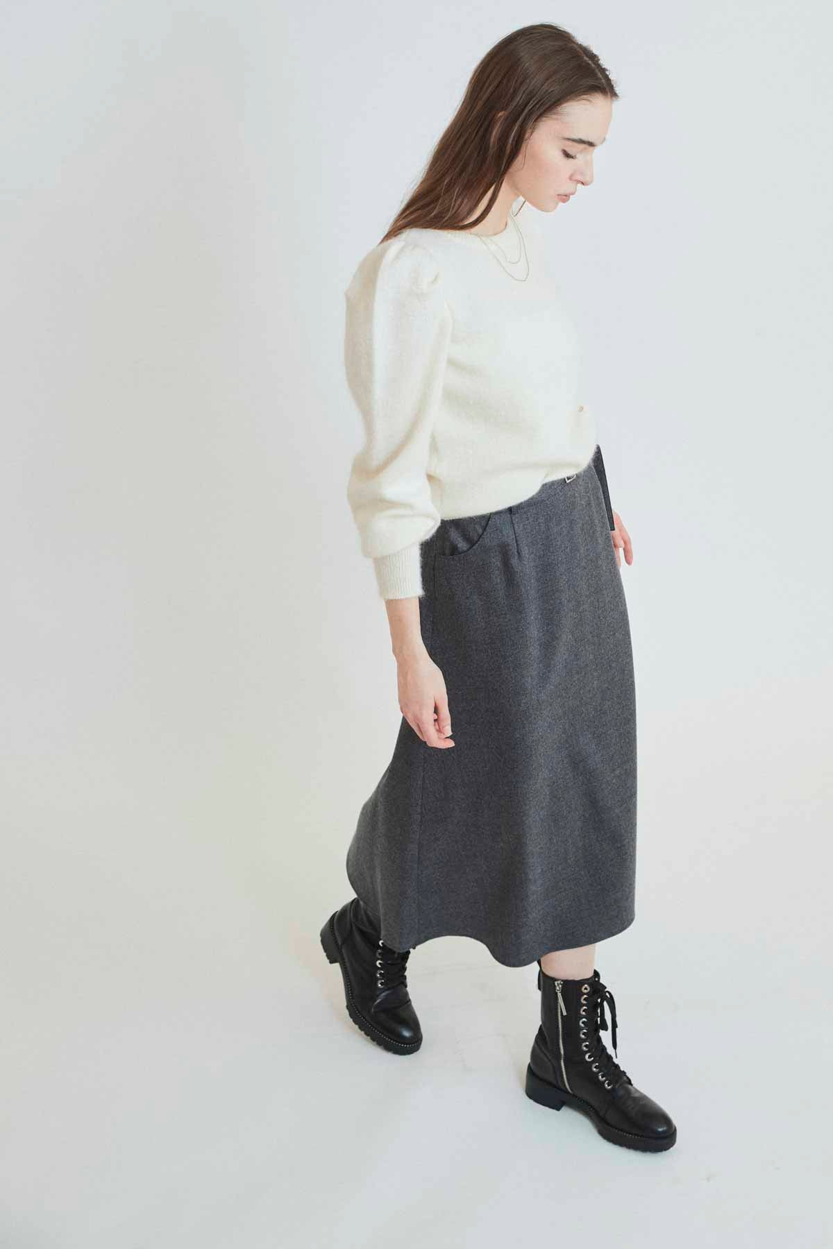BELTED WOOL SKIRT