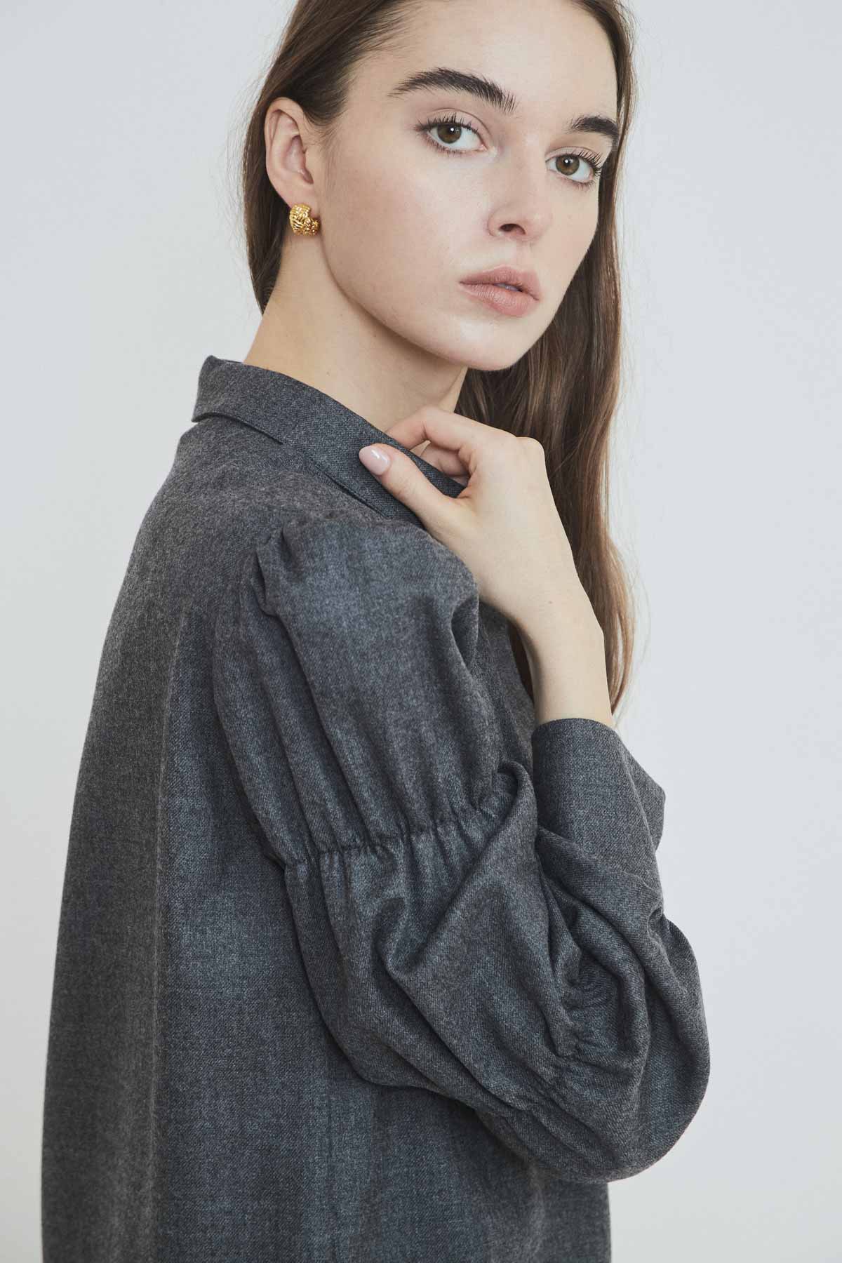 TIERED SLEEVES WOOL BLOUSE