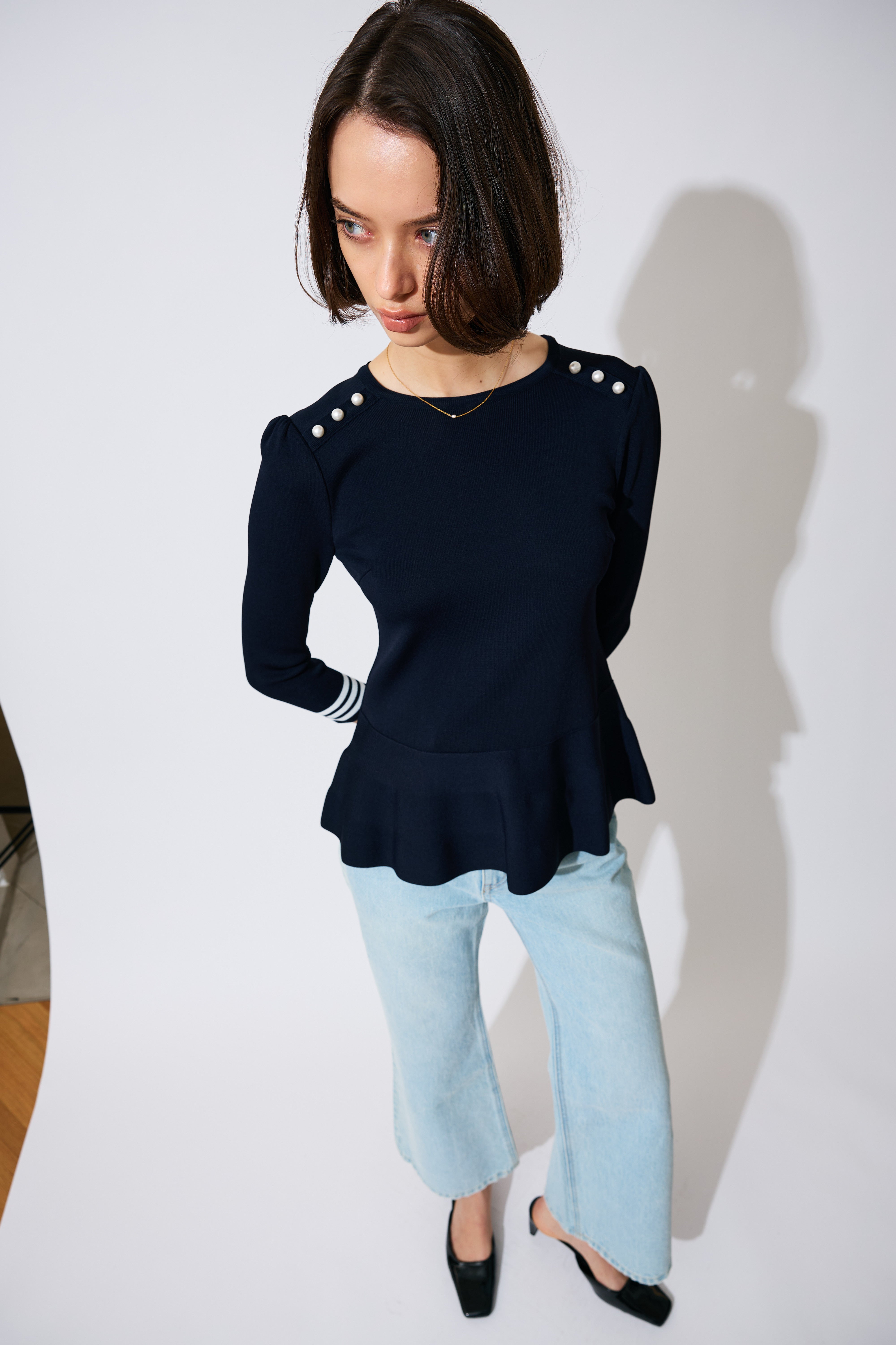 【予約商品】RAYON PEPLUM KNIT