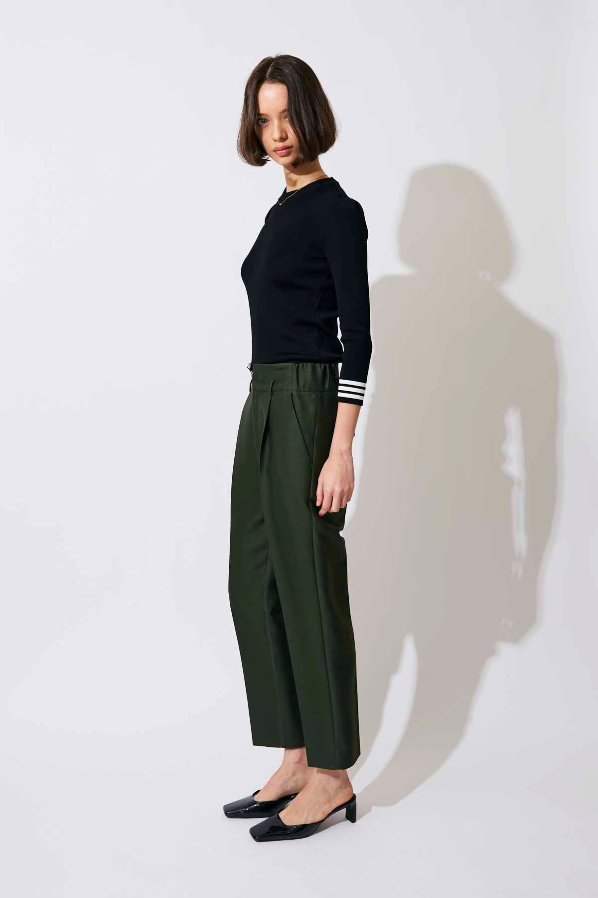 SILK WOOL TAPERED PANTS