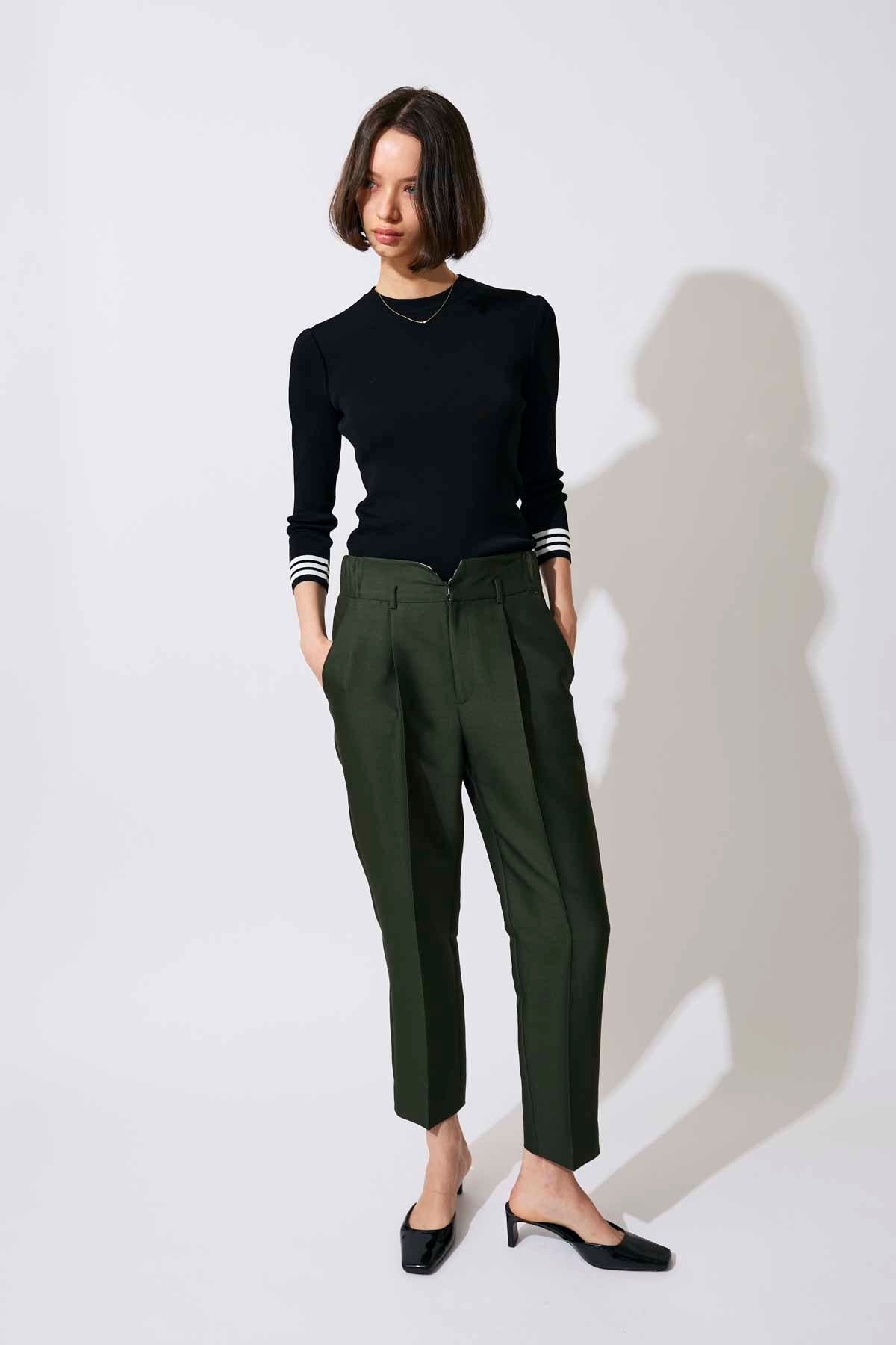 SILK WOOL TAPERED PANTS