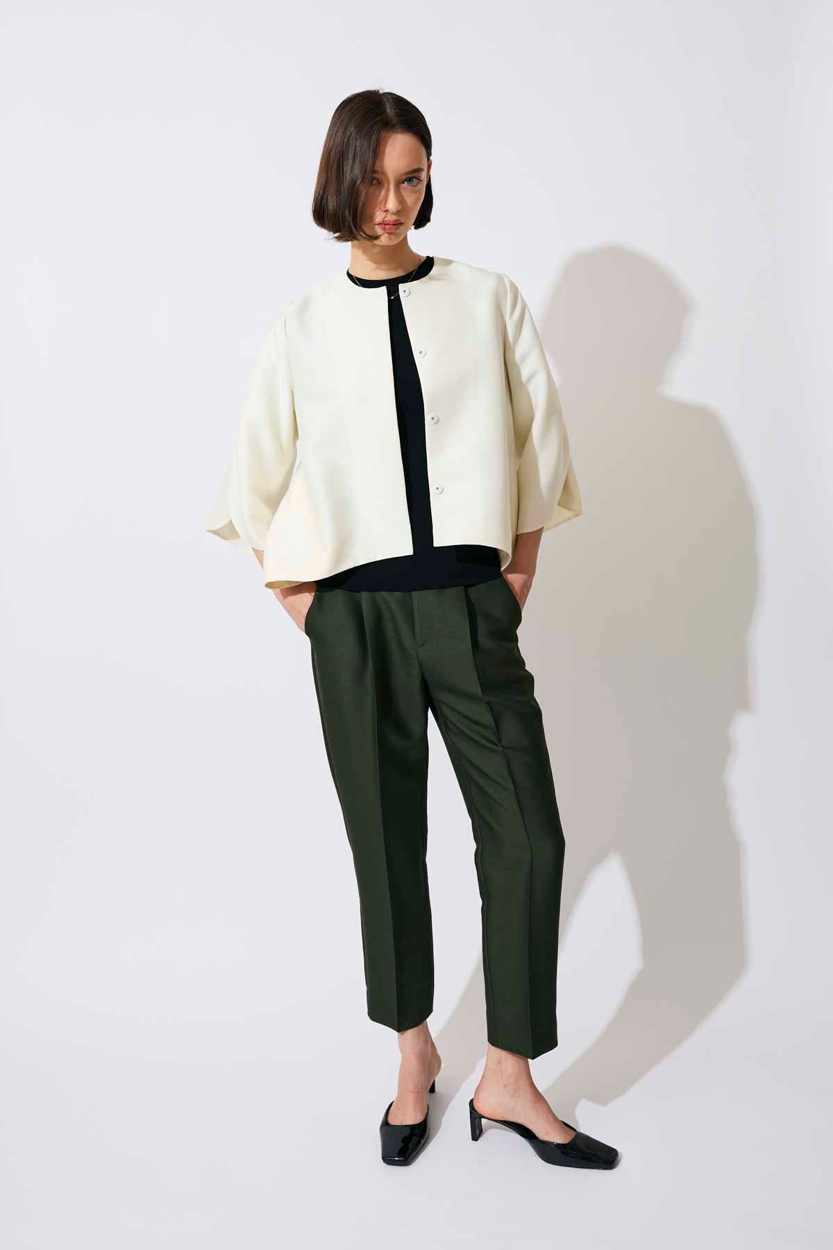 SILK WOOL TAPERED PANTS