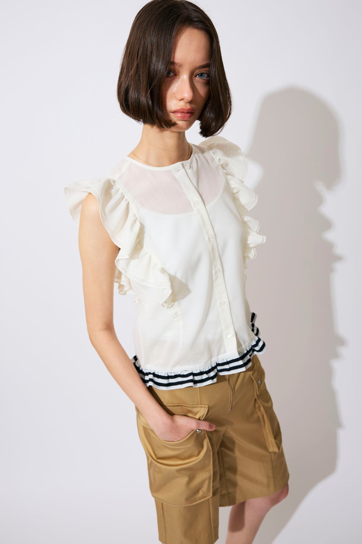 FRILL SHEER SHIRT