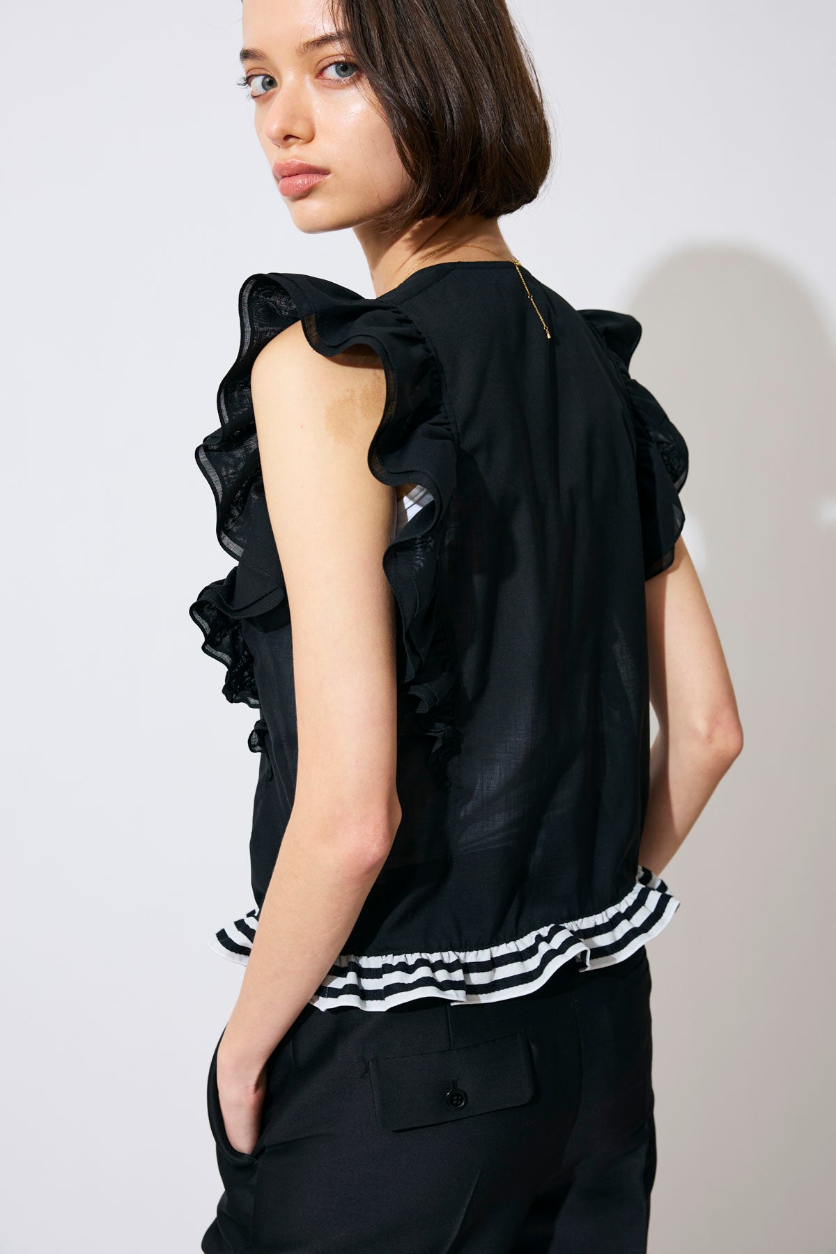 FRILL SHEER SHIRT