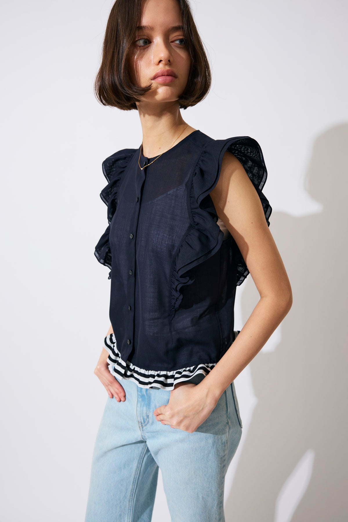 FRILL SHEER SHIRT