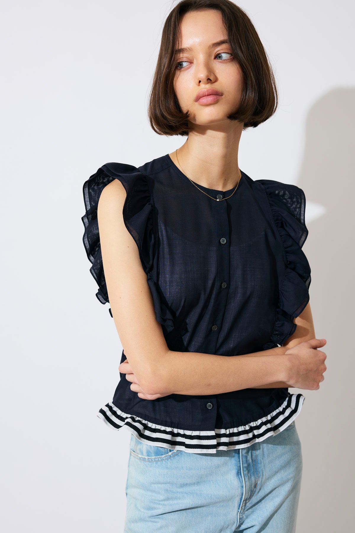 FRILL SHEER SHIRT