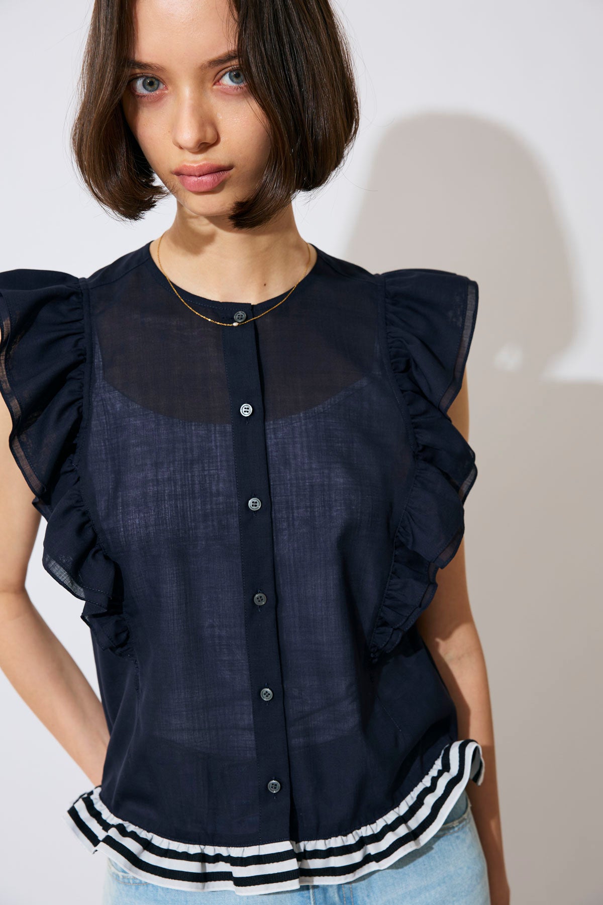 FRILL SHEER SHIRT