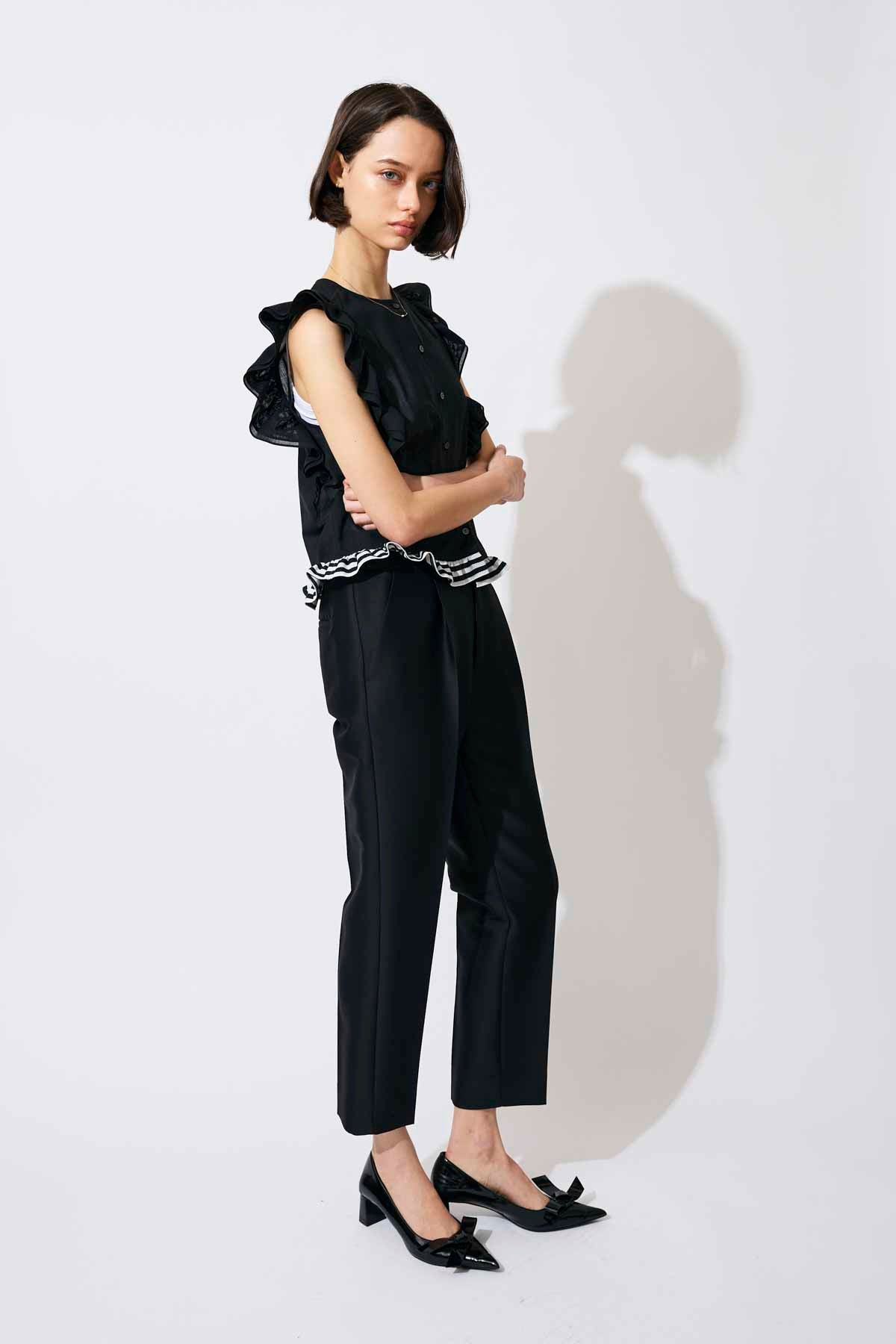 SILK WOOL TAPERED PANTS