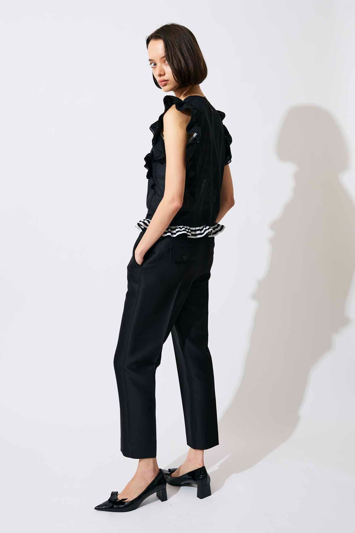 SILK WOOL TAPERED PANTS