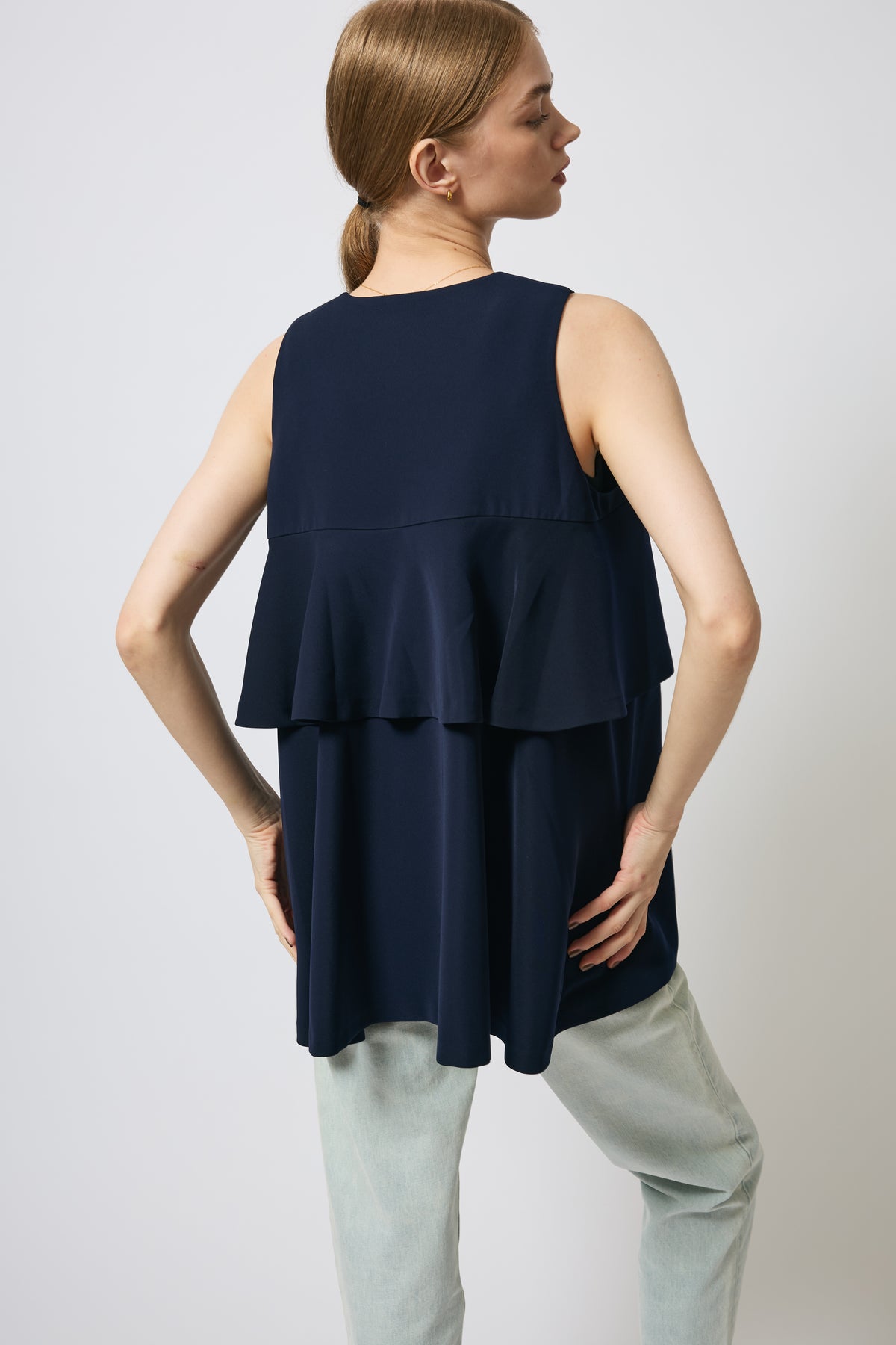 TIERED TWILL GILET