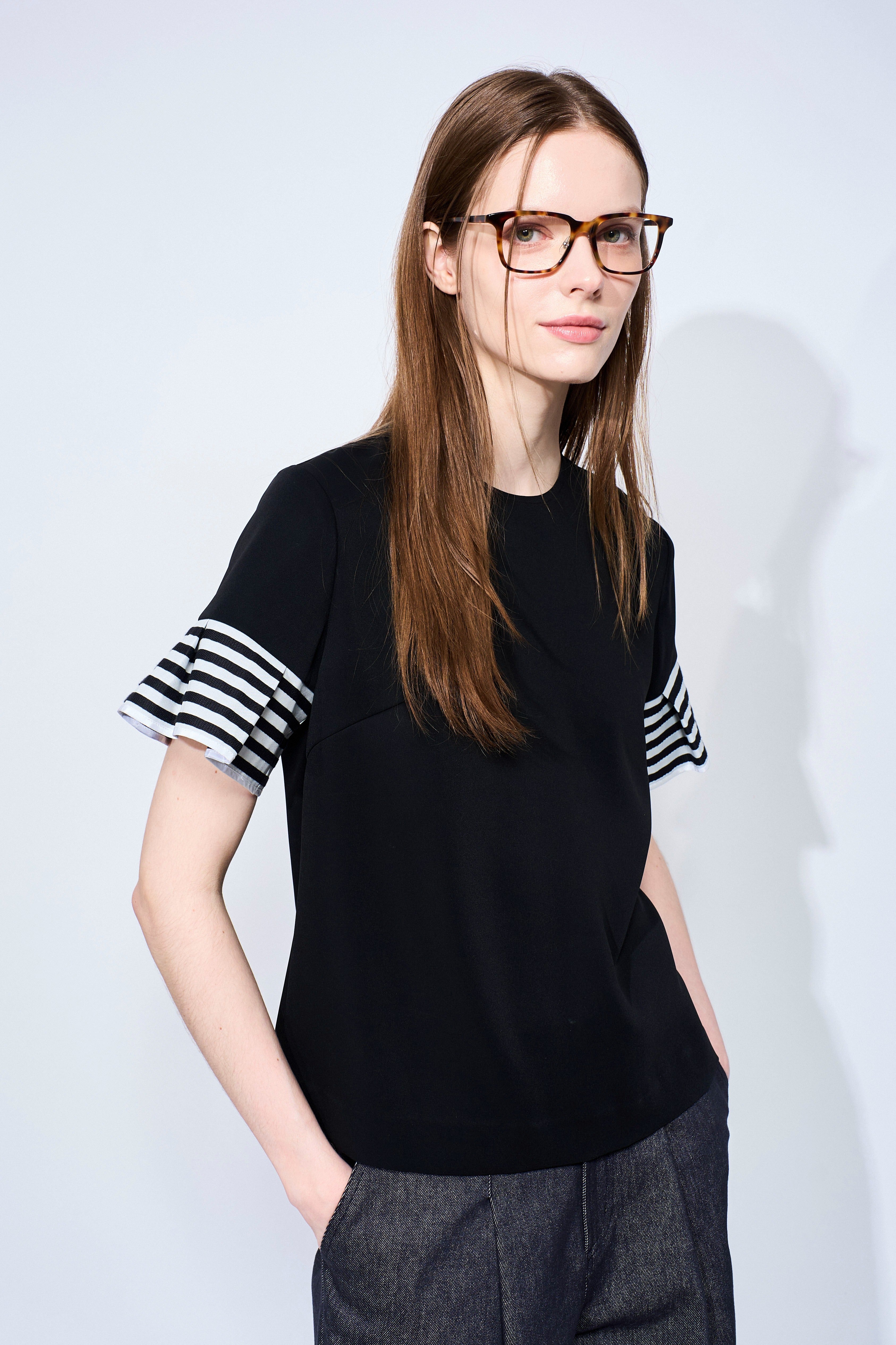 FLARE SLEEVES TWILL BLOUSE