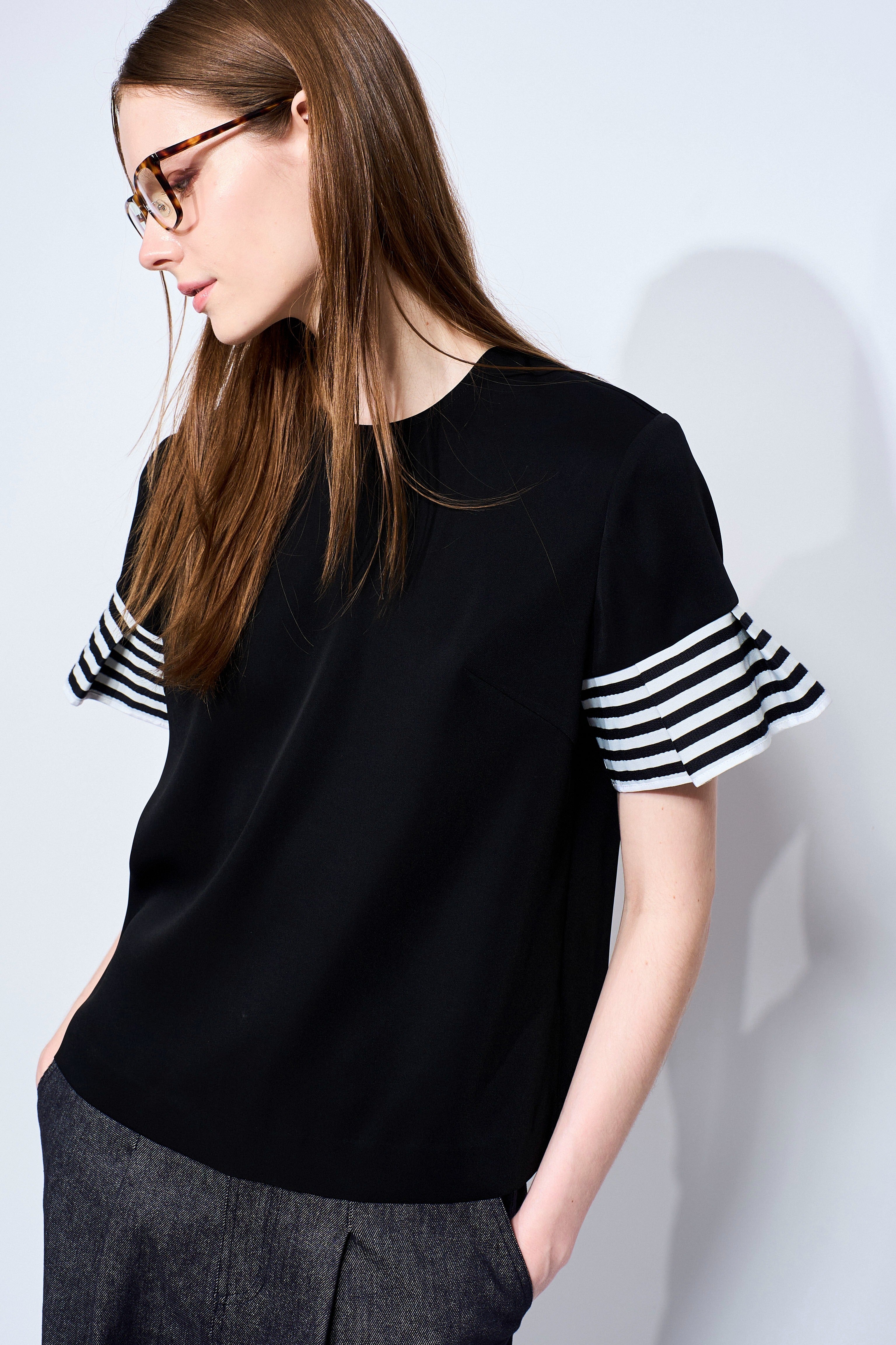 FLARE SLEEVES TWILL BLOUSE