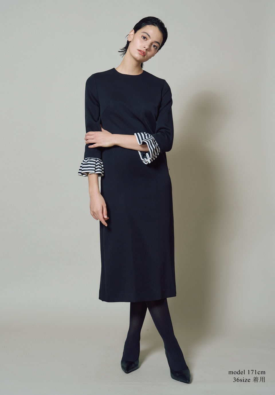 BORDERS at BALCONY 袖フリル　ワンピース RUFFLE SLEEVES DRESS