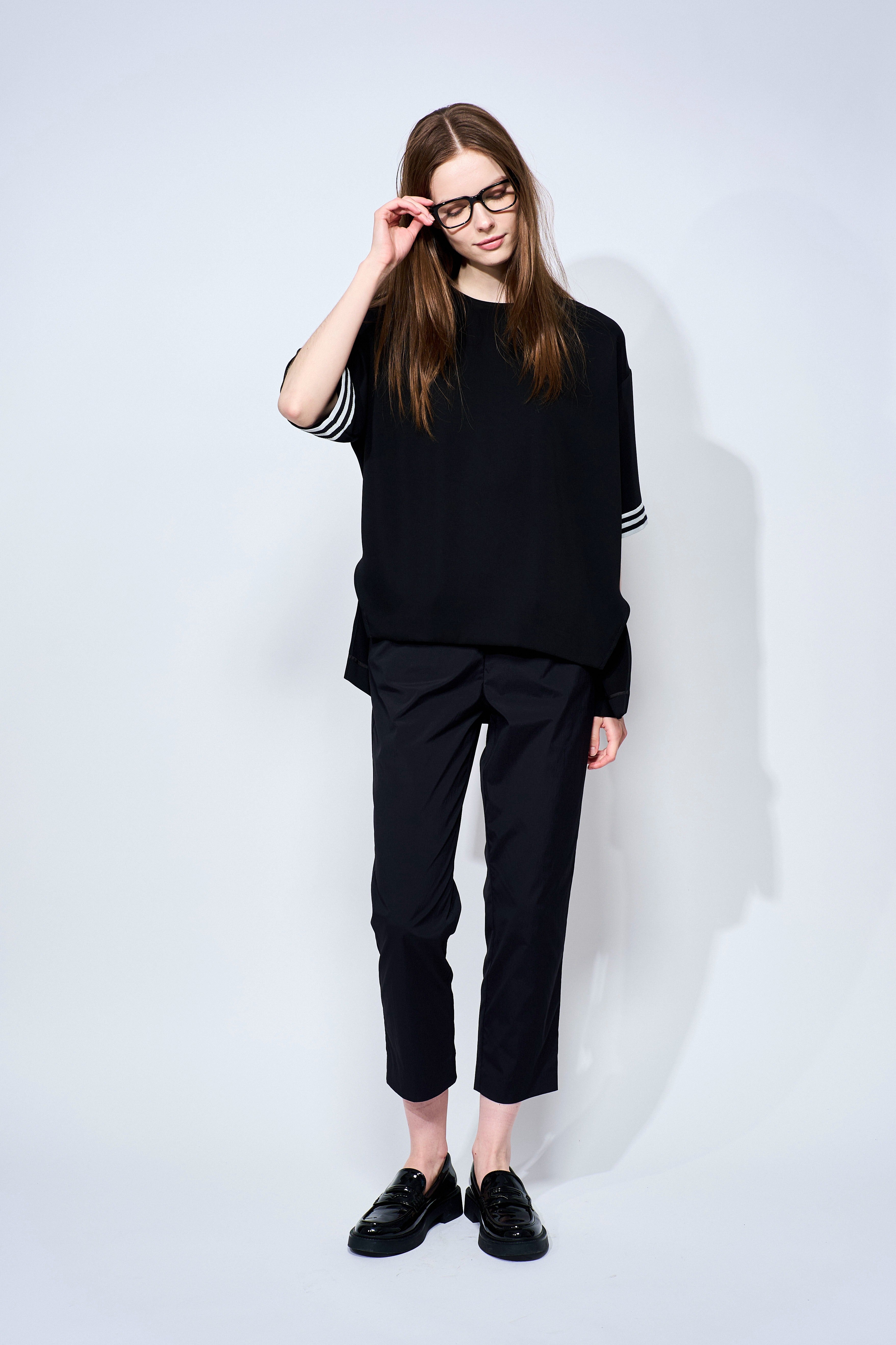 ボーダーズアットバルコニー TWILL RELAXING BLOUSE ブラック TWILL RELAXING BLOUSE