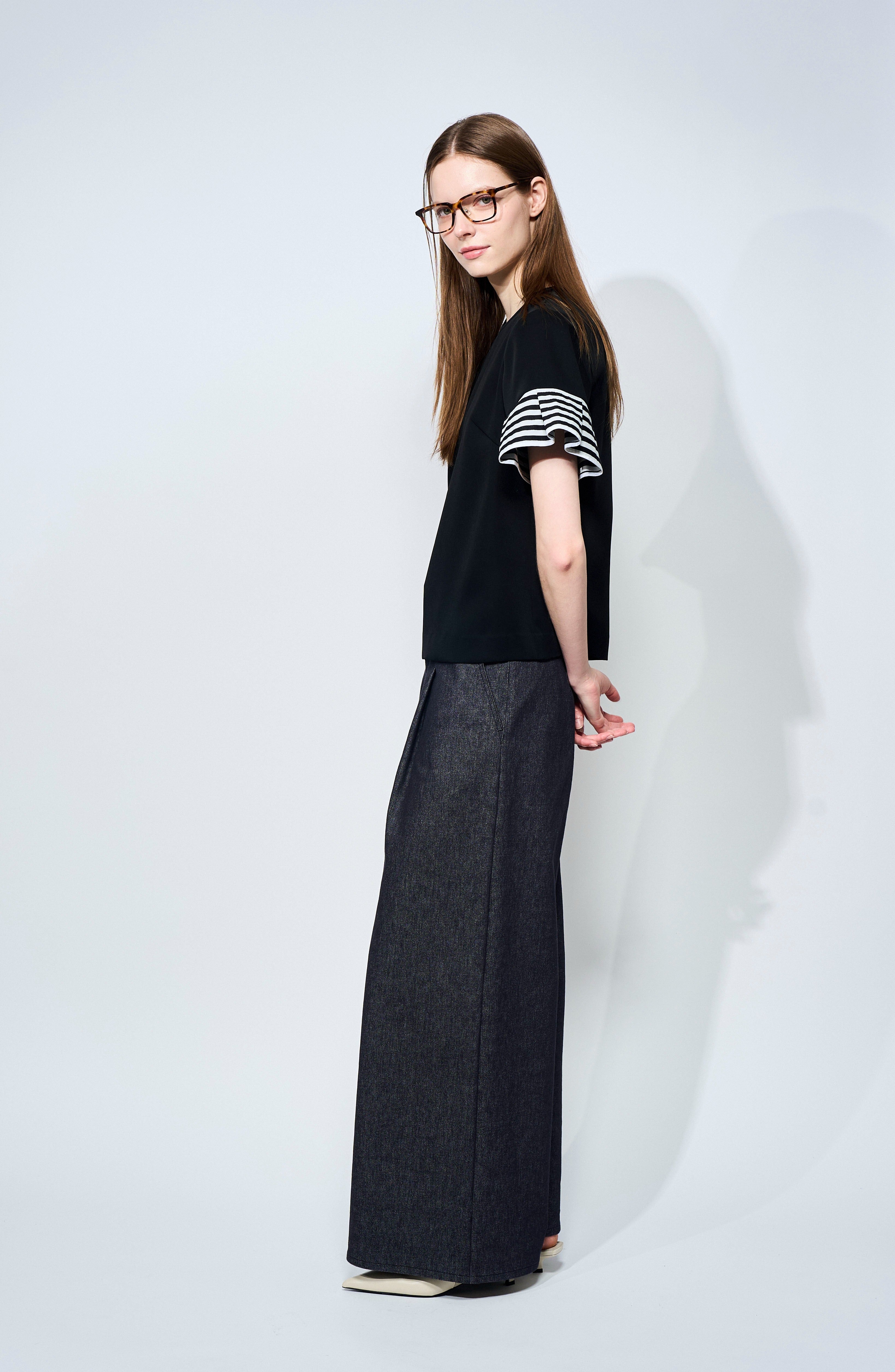 FLARE SLEEVES TWILL BLOUSE