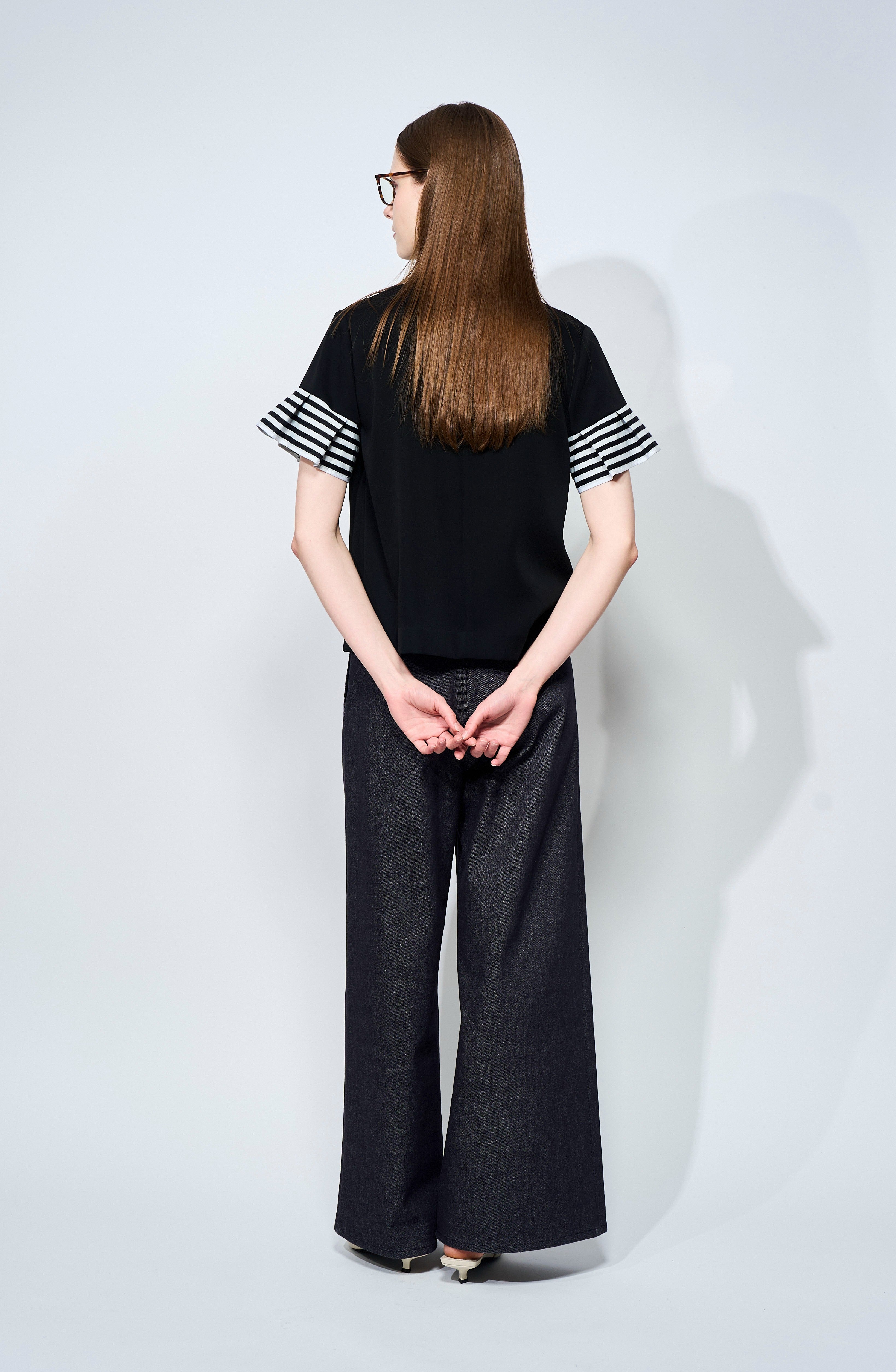 FLARE SLEEVES TWILL BLOUSE
