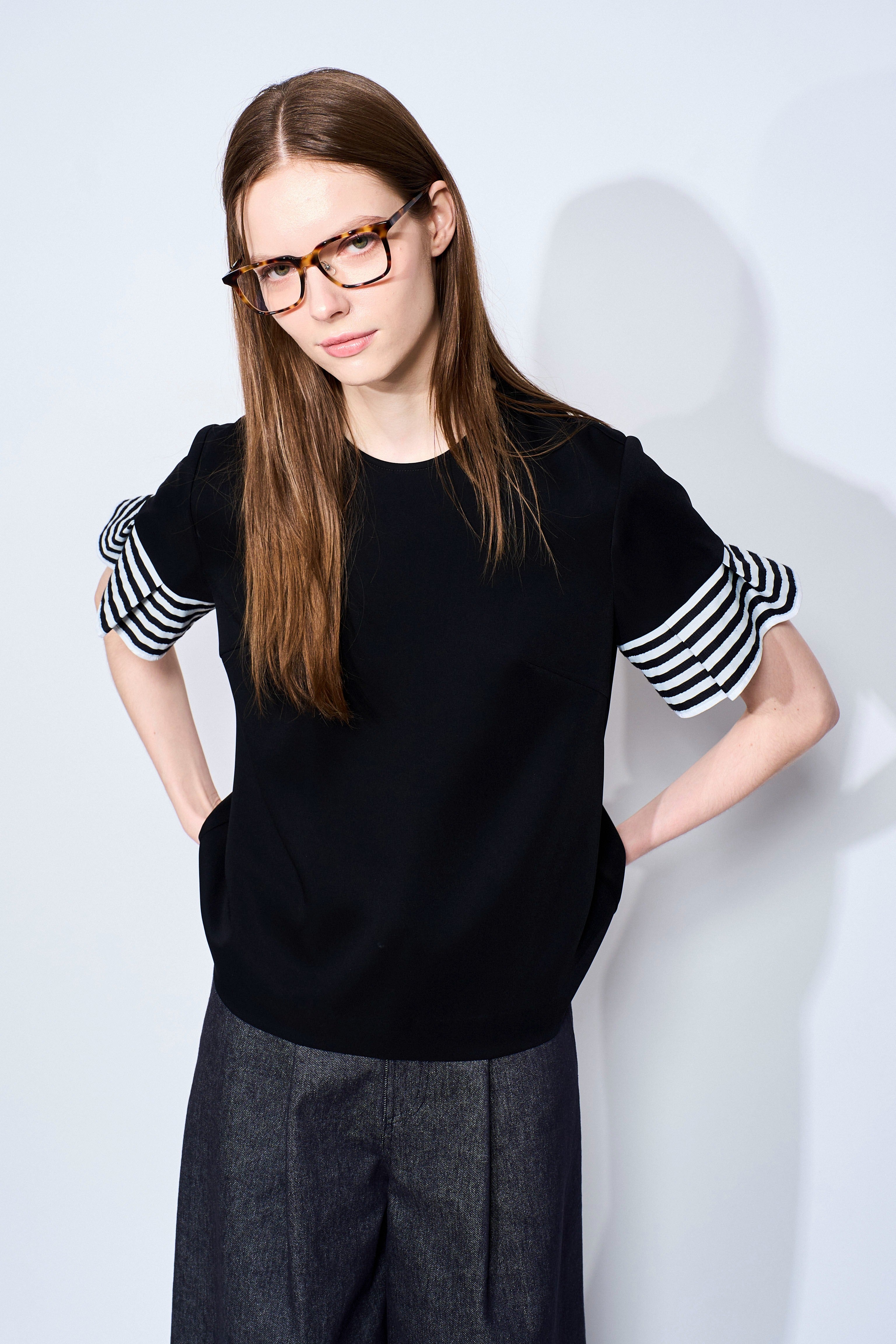 FLARE SLEEVES TWILL BLOUSE